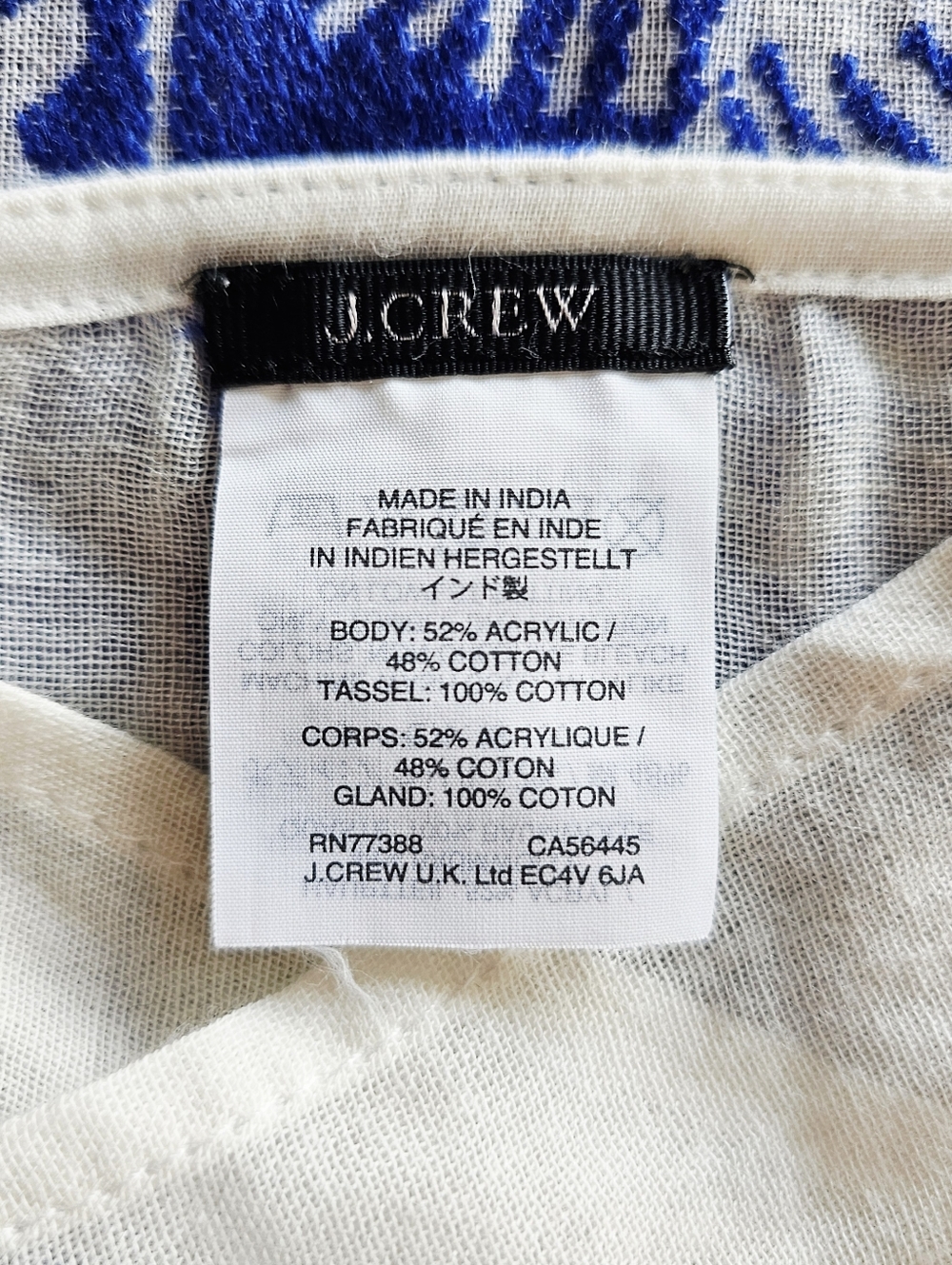 J Crew Blue & White Boho Beach Kimono Cover-Up - Picture 2 of 9